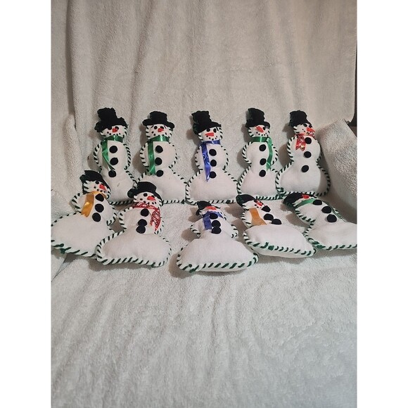 10 Homemade Felt Snowmen 8-9" Tall Christmas Winter Decor Ornaments - Picture 1 of 7